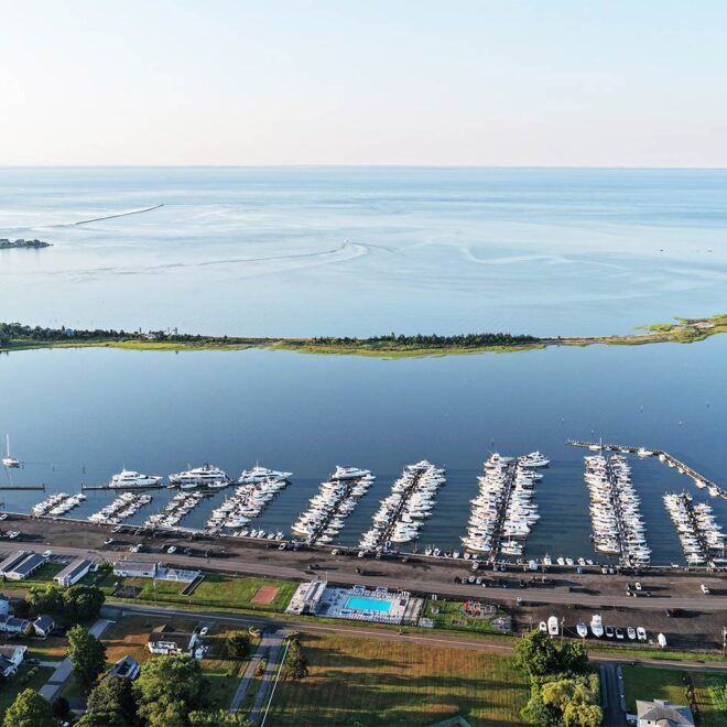 Aerial view of Cedar Island Marina, Clinton, Connecticut