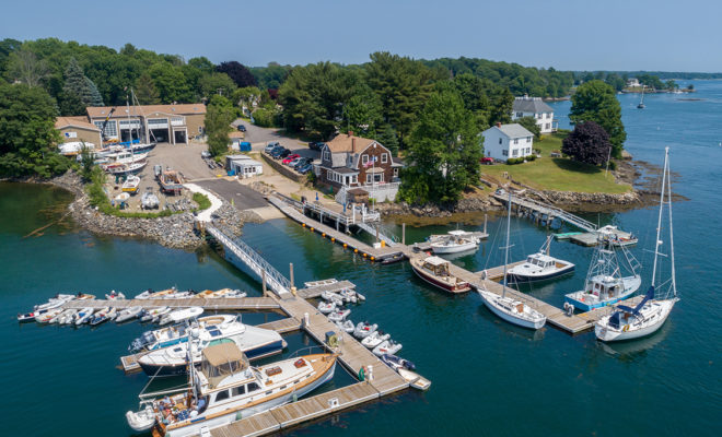 An aerial view of Safe Harbor Kittery Point