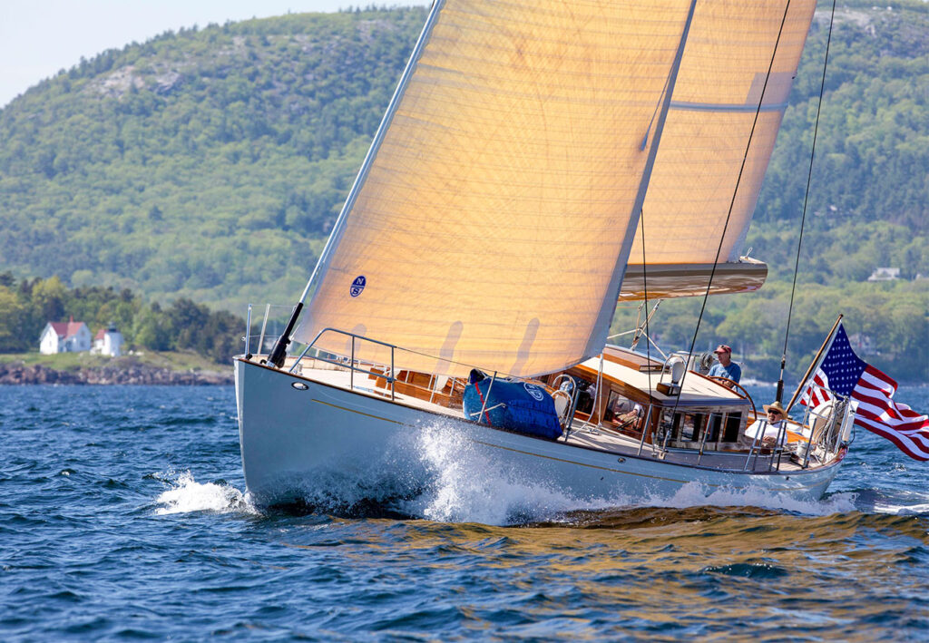 Anna, sailing, view off the bow.