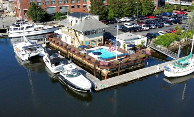 Constitution Marina dockhouse and pool