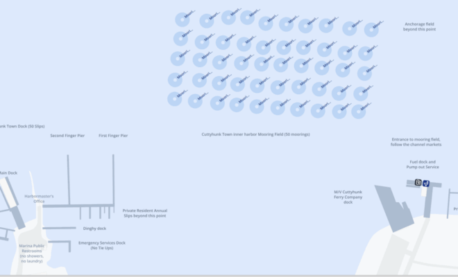 Map of the mooring field at Cuttyhunk Marina