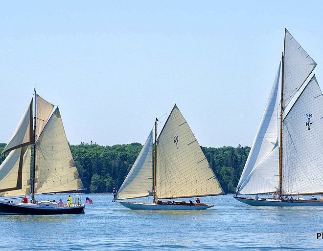 The cutter TWO DOGS is followed by NY 30 ALERA and NY 50 SPARTAN.