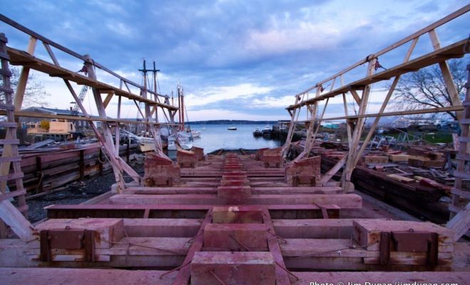 The railway at North End Shipyard in Rockland, where most of the large working schooners on the coast of Maine haul out.