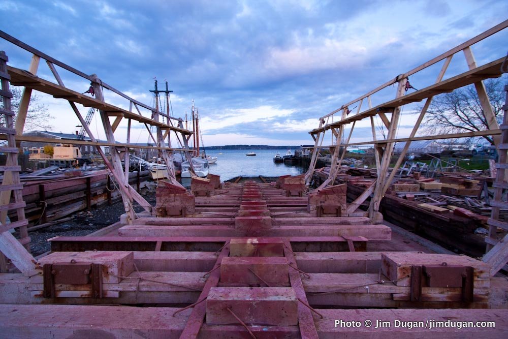 The railway at North End Shipyard in Rockland, where most of the large working schooners on the coast of Maine haul out.