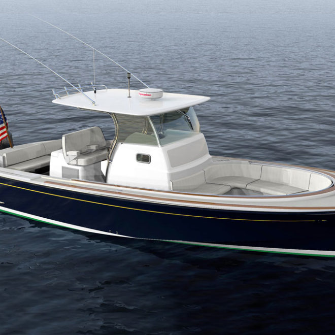 A massive wrap-around seating area in the bow is created thanks to the innovative extended console on the Hunt 32cc.