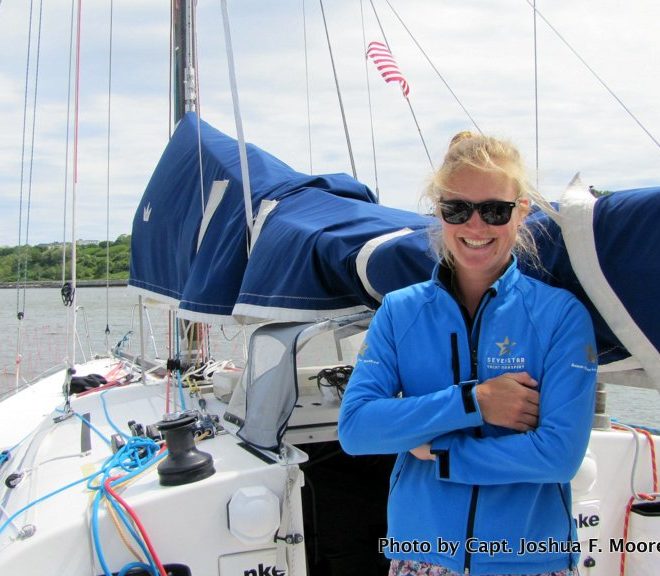 Anna-Maria Renken is one of five world-class racing crews to stop in Portland recently for some repairs.