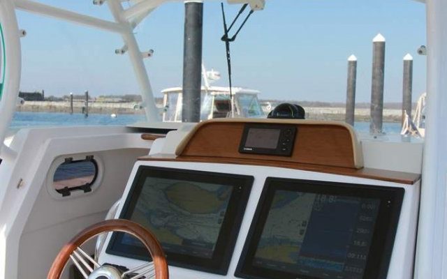 The steering station about the Hunt 32cc is as comfortable and intuitive as you would expect aboard a yacht of this caliber.