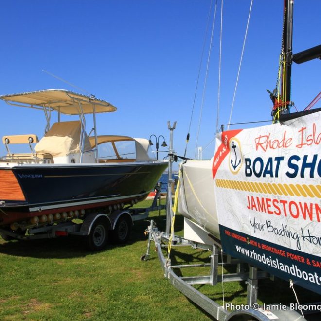 A beautiful Vanquish and a J Boat were two of the yachts on display at Conanicut Marina in Jamestown.