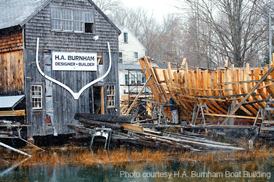 The H.A. Burnham Boat Building shop and the Pinky Schooner, Ardelle