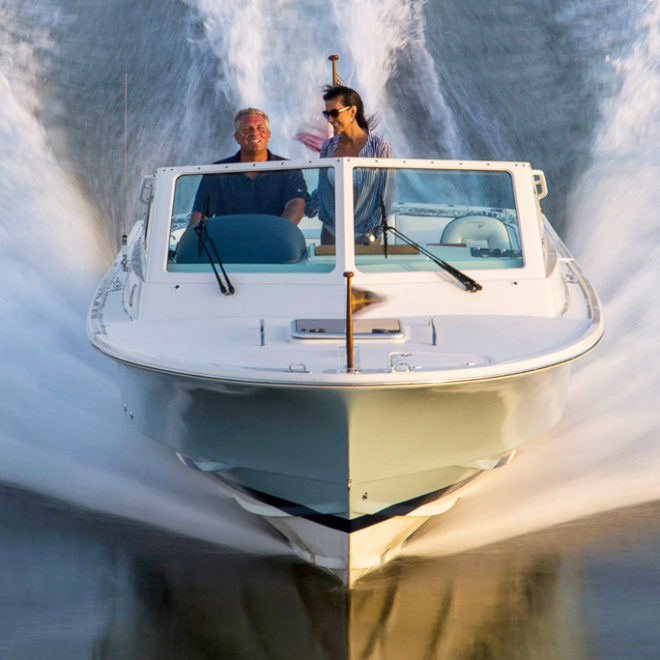 The new Hunt Challenge features private demo events aboard a Hunt Harrier 25 Sport.