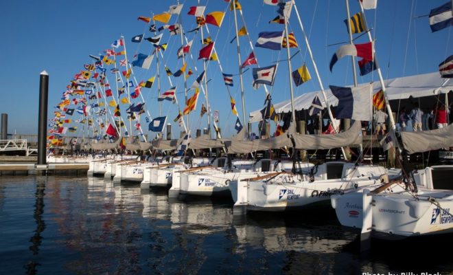 The new fleet of J-22s at our sailing center at Fort Adams.