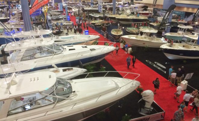 In Miami, the sea comes inside. A sea of boats.