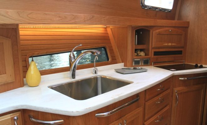 The galley aboard the Sabre 48 has all the comforts of home ‚Äî¬†and a better view than most!