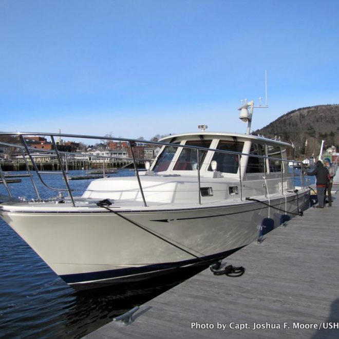 To see it at the dock, you'd never guess that Lyman-Morse's newest Monhegan 42 is a commercial vessel.