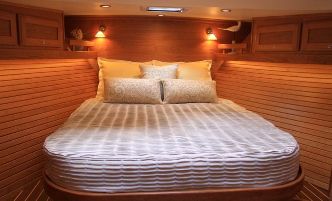 The bed in the bow of the Sabre 48, another luxurious sleeping option.
