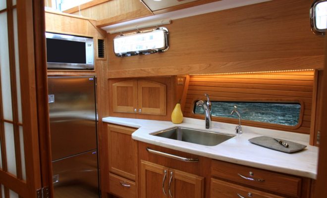 Open, airy: the accommodations aboard the Sabre 48 are easy to navigate.
