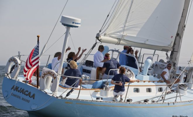 Anjacaa was built in 1974 by Palmer Johnson and has been a fixture in Camden Harbor ever since.