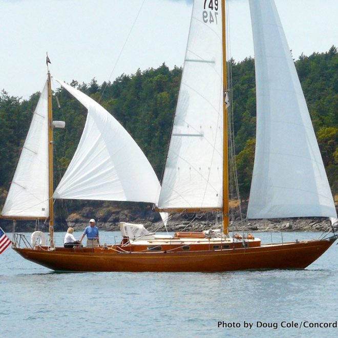 Concordia Yawl #82, CORIOLIS, built in 1960 by Abeking and Rasmussen and now owned by Douglas and Susan Adkins.