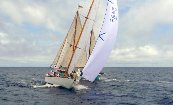DORADE, the legendary S&S yawl, proving her stuff on the racecourse more than 80 years after she was launched.