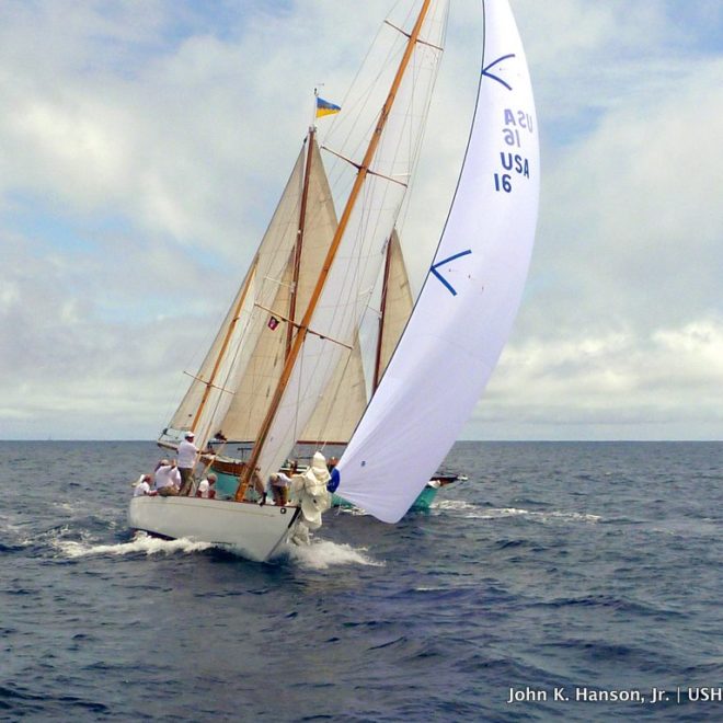 DORADE, the legendary S&S yawl, proving her stuff on the racecourse more than 80 years after she was launched.