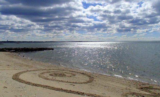 A natural — and temporary — art installation on Buzzards Bay. A second art project will be held April 6.