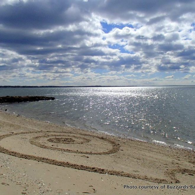A natural — and temporary — art installation on Buzzards Bay. A second art project will be held April 6.