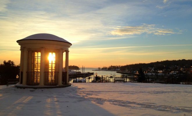 Sunrise at the Camden Public Library.