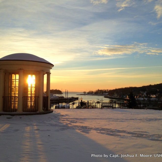 Sunrise at the Camden Public Library.
