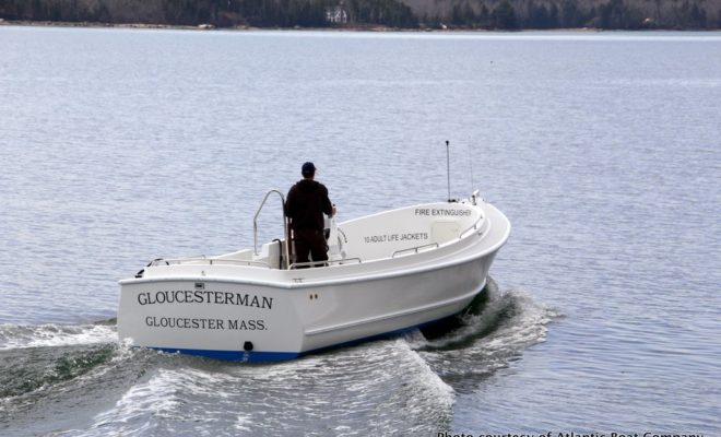 GLOUCESTERMAN is a Duffy-26 launch built by Atlantic Boat Company for the city of Gloucester.