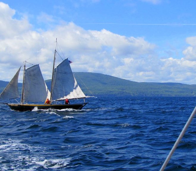 The tancook whaler VERNON LANGILLE beats from Camden to Rockland.