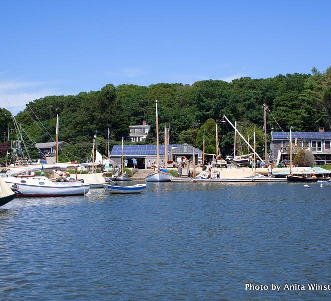 A photo of Arey's Pond Boat Yard's bustling waterfront in 2013 shows how active the boat yard has become.
