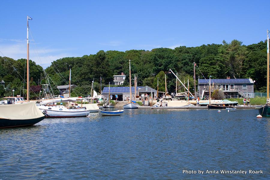 A photo of Arey's Pond Boat Yard's bustling waterfront in 2013 shows how active the boat yard has become.