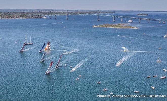 Practice racing on Narragansett Bay in May 2015, prior to the start of the transatlantic leg of the round-the-world race.
