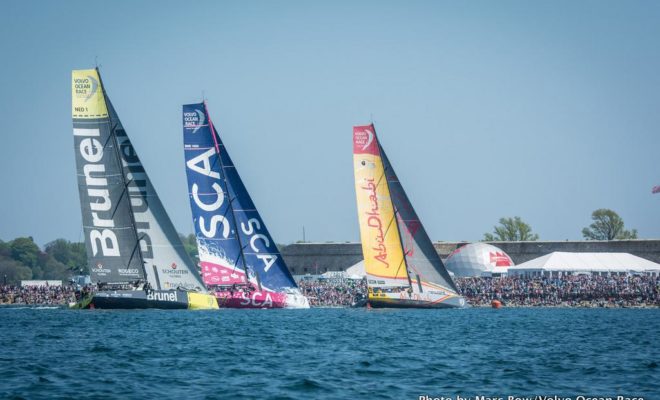 The Newport stopover affords spectators up-close views of the racing yachts.