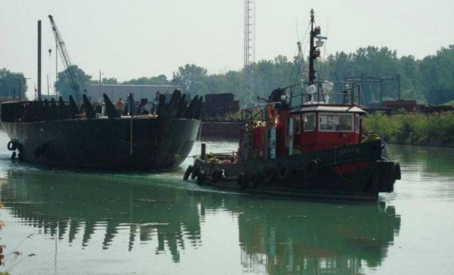 SSV Oliver Hazard Perry leaves Amherstburg, Ontario, in 2008, bound for Rhode Island.