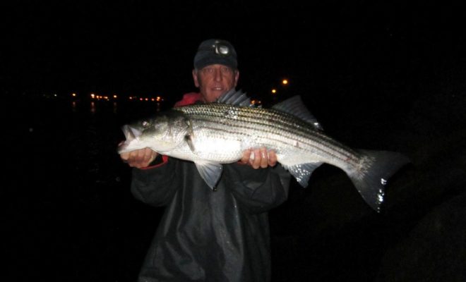 When darkness falls on the Cape Cod Canal, striper fishing lights up!