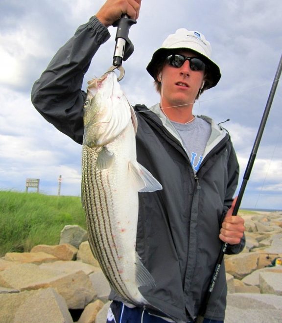My son Ben with a nice 30-inch keeper Striper. Unfortuntely, it was the only fish we landed at the Cape Cod Canal recently.