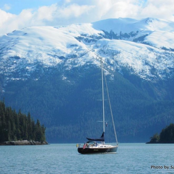 Cornice above, tranquility below. Another Sabre discovers the best of cruising in southeast Alaska.