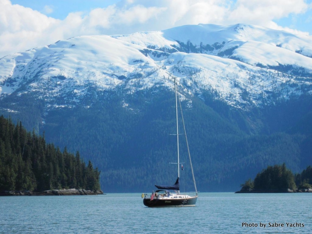Cornice above, tranquility below. Another Sabre discovers the best of cruising in southeast Alaska.