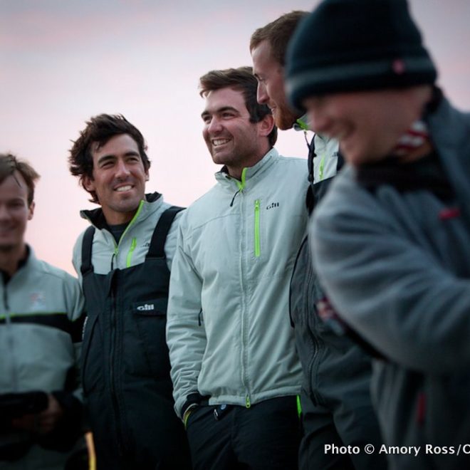 Mark Towill and Charlie Enright during the Transatlantic Race 2011 onboard VANQUISH.