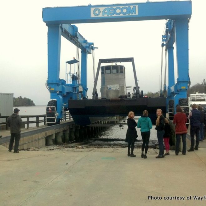 Two Harbor Marine's new work barge put the width abilities of Wayfarer Marine's Ascom Lift to the test..