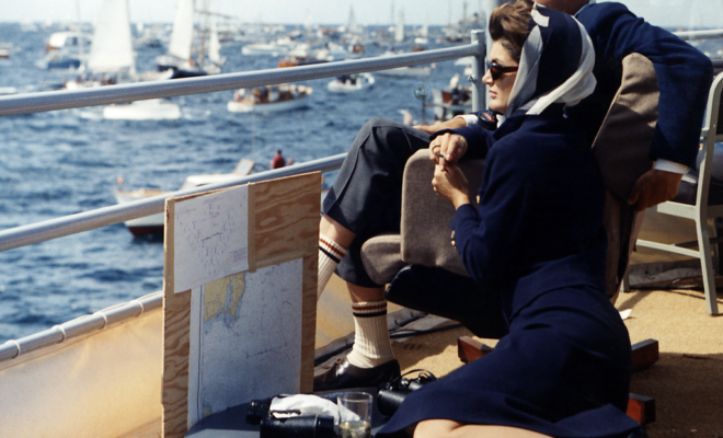 John and Jackie Kennedy observe the 1962 America's Cup in Newport, RI *another best harbor nominee