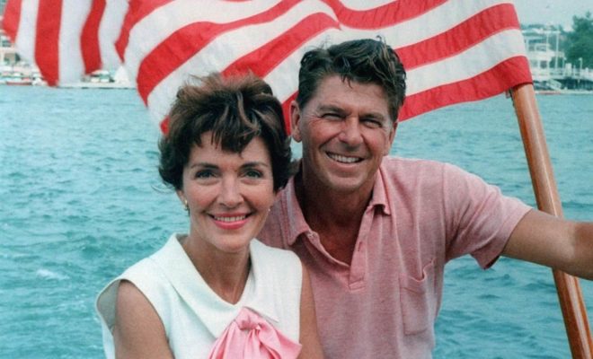 Nancy and Ronald Reagan on a day trip in California