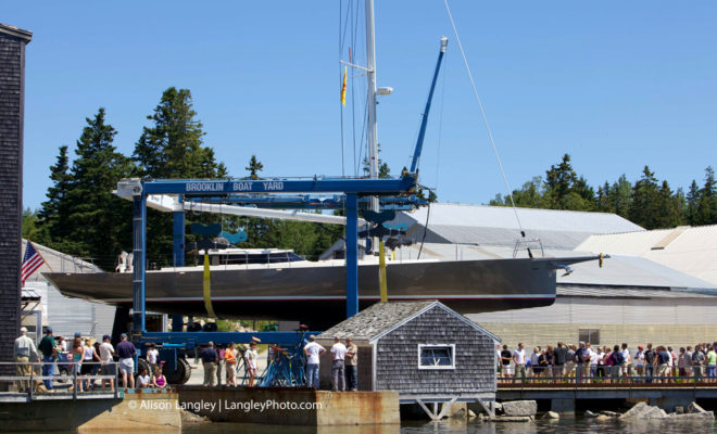 Isobel ready to launch at Brooklin Boatyard.  Photo by Alison Langley, LangleyPhoto.com