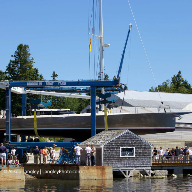 Isobel ready to launch at Brooklin Boatyard. Photo by Alison Langley, LangleyPhoto.com