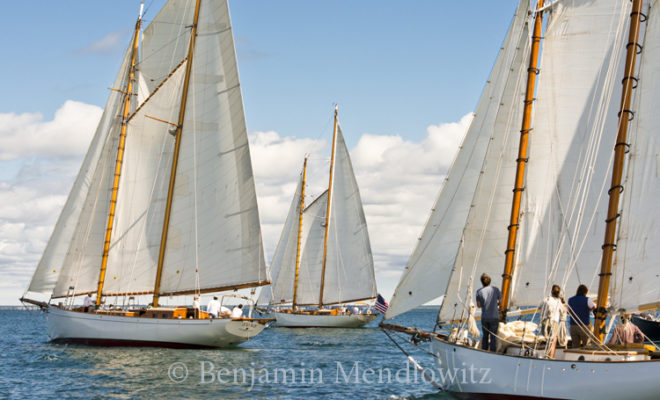 Auxiliary schooner JUNO, REBECCA, and HEART'S DESIRE, off Vineyard Haven, Massachusetts.