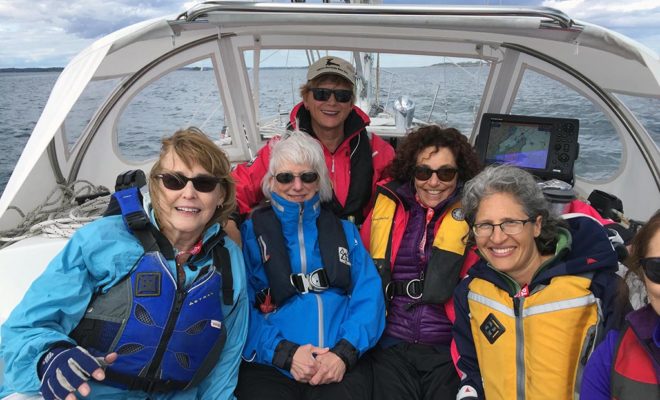 Women get hands-on sail reefing experience at the NWSA Women‚Äôs Sailing Conference.