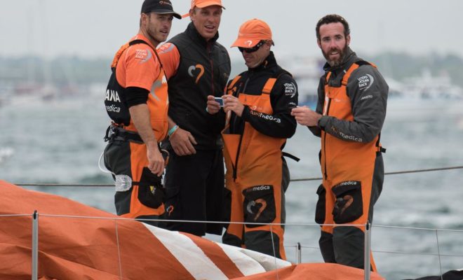 All the crews, including Alvimedica's onboard reporter Amory Ross, at far right, enjoy snapping and sharing photos of their own.