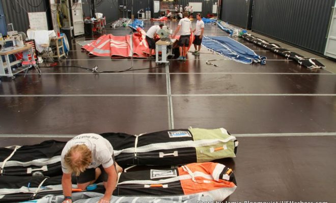 The Boatyard gives visitors the opportunity to watch crews taking care of maintenance, including to the yachts' massive sails.