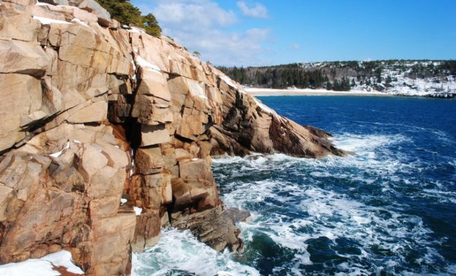 Frenchman Bay crashes into the jagged shoreline of Acadia National Park, on Mount Desert Island.